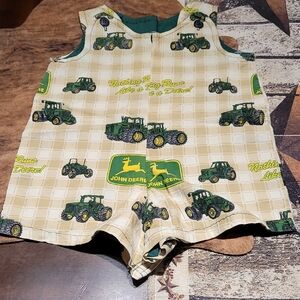 John Deere Beige and Green Tractor Romper